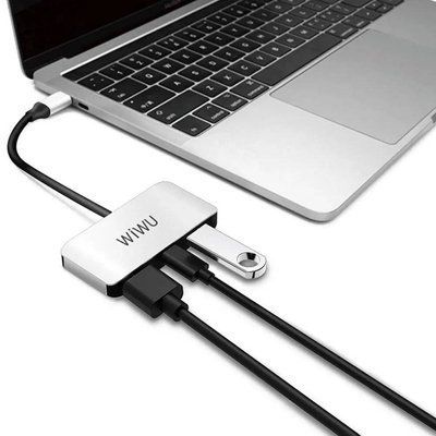 Адаптер WIWU Alpha C2H Type-c hub HDMI 4K, Type C, USB3.0 Gray 53808 фото