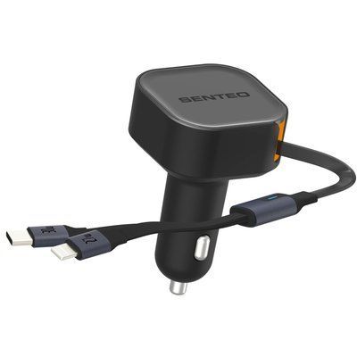 Авто. зарядное устройство пристрій SENTEO Q-10С Truck Series Retractable UCB-C+ Lighting car charger 65817 фото