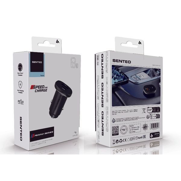 Авто. зарядний пристрій SENTEO Q-03 USB + USB-C PD/QC 63W 3A (with Certificate CE) 64164 фото