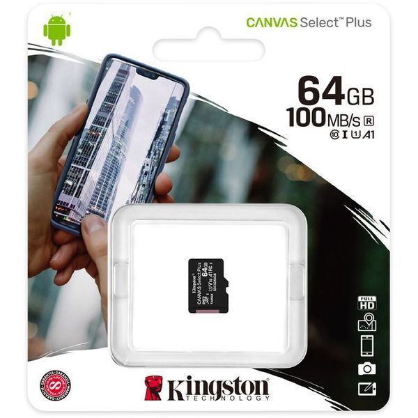 Картка пам`яті Kingston microSDXC 64GB Canvas Select Plus Class 10 UHS-I U1 V10 A1 (SDCS2/64GBSP) 32606 фото