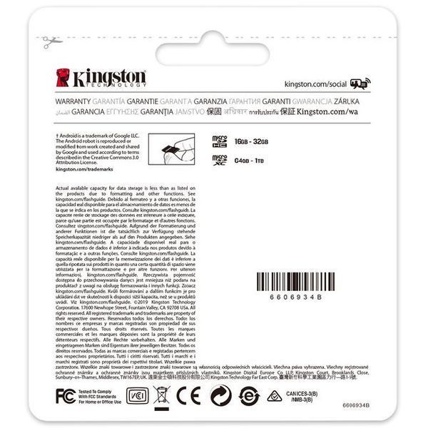 Картка пам`яті Kingston microSDXC 64GB Canvas Select Plus Class 10 UHS-I U1 V10 A1 (SDCS2/64GBSP) 32606 фото