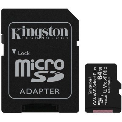 Картка пам`яті Kingston microSDXC 64GB Canvas Select Plus Class 10 UHS-I U1 V10 A1 + SD-адаптер (SDCS2/64GB) 44390 фото