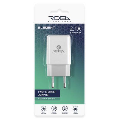 Сетевое зарядное устройство Ridea RW-11011 Element 2.1 A Белый 68363 фото