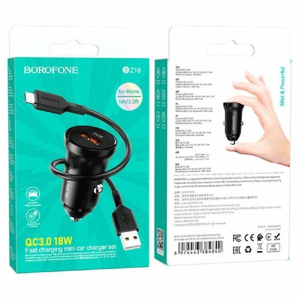 Авто. зарядное устройство Borofone BZ18 black 50691 фото