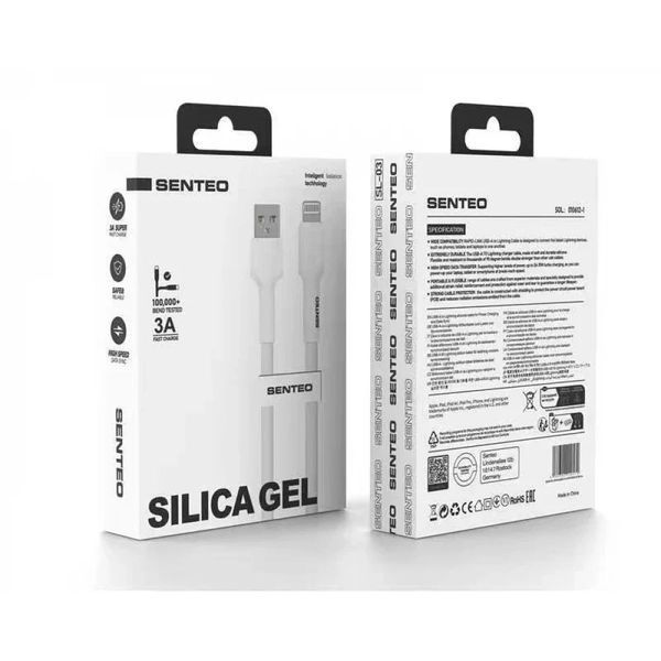Кабель передачі даних Senteo SL-03 Soft Silicone USB-A до Lightning 2000mm White 64903 фото
