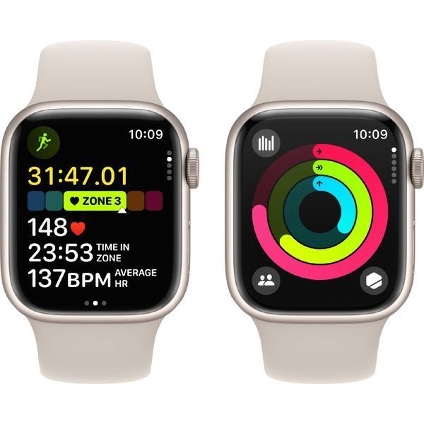 Смарт годинник Apple Watch 9 Series 41mm Starlight Aluminium with Starlight Sport Band M/L (MR8U3) 60391 фото