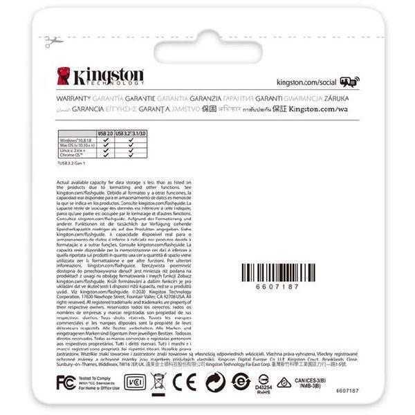 USB флеш-накопичувач Kingston DataTraveler Kyson 128GB USB 3.2 Silver/Black (DTKN/128GB) 49175 фото
