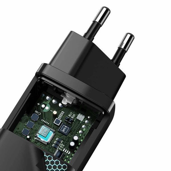 Сетевое зарядное устройство Baseus (CCGAN2L-B01) GaN2 Lite Quick Charger 65W (1 Type-C + 1 USB) (black) 58633 фото