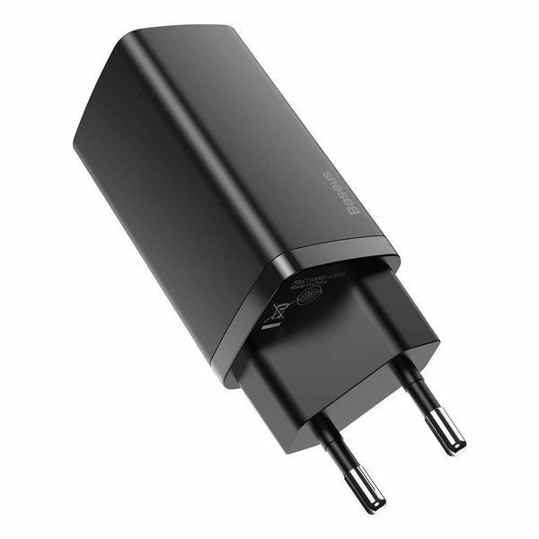 Сетевое зарядное устройство Baseus (CCGAN2L-B01) GaN2 Lite Quick Charger 65W (1 Type-C + 1 USB) (black) 58633 фото