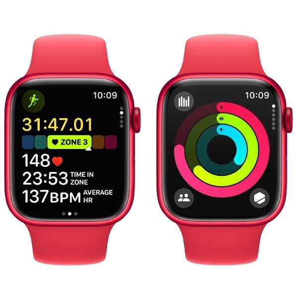 Смарт часы Apple Watch 9 Series 45mm Red Aluminium with Red Sport Band M/L (MRXK3) 62008 фото
