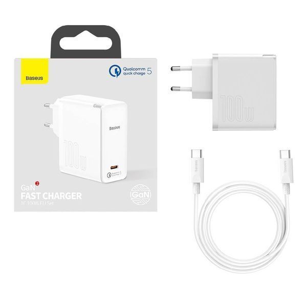 Сетевое зарядное устройство Baseus 100W (TZCCGAN-L02) белый 47226 фото