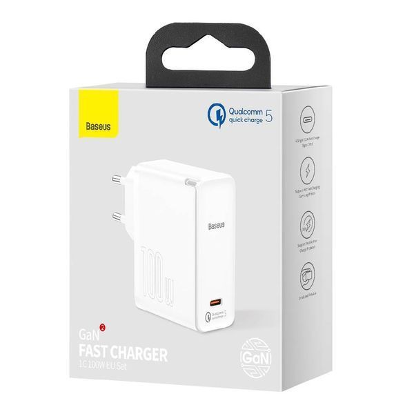Сетевое зарядное устройство Baseus 100W (TZCCGAN-L02) белый 47226 фото