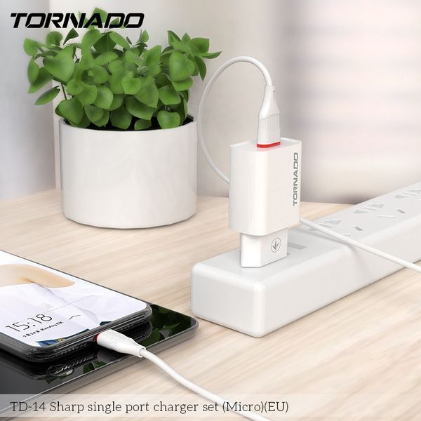 Сетевое зарядное устройство Tornado TD-14 USB in 2.1A (кабель передачі даних micro USB) білий 43273 фото