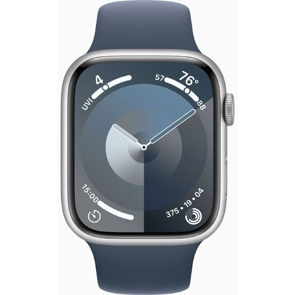 Смарт часы Apple Watch 9 Series 45mm Silver Aluminium with Storm Blue Sport Band S/M (MR9D3) 62534 фото