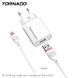 Сетевое зарядное устройство Tornado TD-14 USB in 2.1A (кабель передачі даних micro USB) білий 43273 фото 2