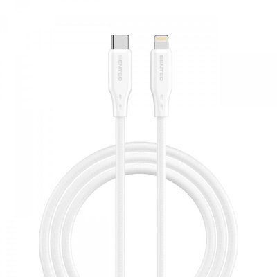 Кабель передачи данных Senteo SL-04 Embossed Transparent Silicone Cable Type-C до Lightning 30W 1000mm White 65486 фото