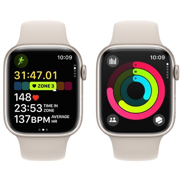 Смарт часы Apple Watch 9 Series 45mm Starlight Aluminium with Starlight Sport Band M/L (MR973) 62006 фото