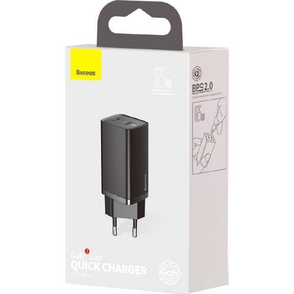 Сетевое зарядное устройство Baseus 65W (CCGAN2L-E01) черный 47158 фото