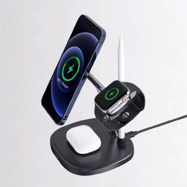 Бездротове зарядне пристрій WiWU (M8) 4 in 1 Wireless Chargert Black 59028 фото
