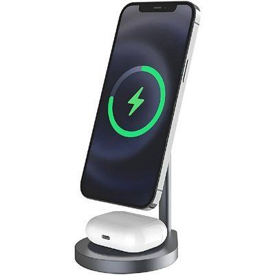 Безпроводное зарядное устройство WiWU Power Air X25 2 in 1 Wireless Charger Space Gray 59029 фото