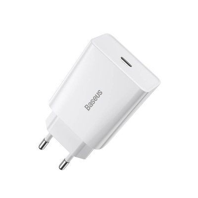Мережевий зарядний пристрій Baseus Speed Mini Quick Charger 1C PD3.0 20W Type-C 3A (CCFS-SN02) білий 50363 фото
