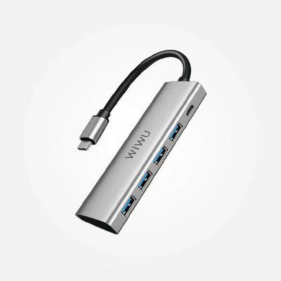 Адаптер WIWU Alpha 541P USB3.0*4+PD*1 Gray 60373 фото
